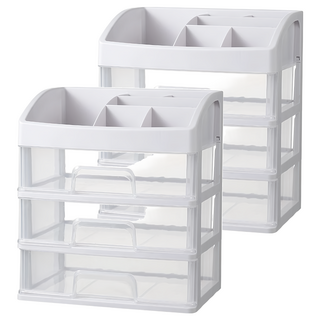 BangJiaShi 幫家適 桌上型三層抽屜式收納盒, 白色, 3層, 2個