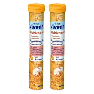 ELKOS 愛可舒 VIVEDE綜合維生素發泡錠 香橙風味 6g*17顆 補充每日所需維生素, 2支