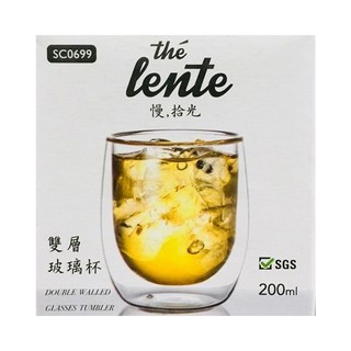 cafe lente 慢拾光 雙層玻璃杯 200ml, 透明色, 1個