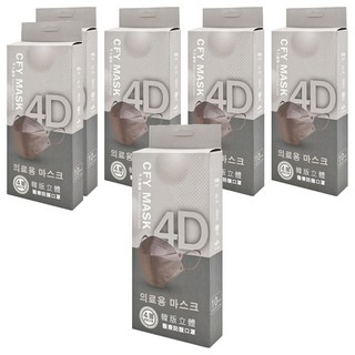 久富餘 KF94韓版 4層立體醫療口罩 雙鋼印 20.5*8cm, 薄霧冰灰, 10片, 6盒