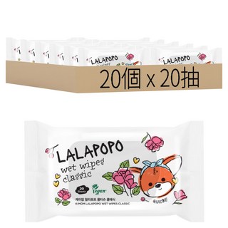 LALAPOPO 大馬士革玫瑰絲柔濕紙巾 20抽, 45g, 20個, 1組