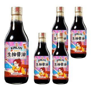 KIMLAN 金蘭 生抽醬油 適用於涼拌菜或炒菜 醬香味美 色澤清澈透明, 590ml, 5瓶