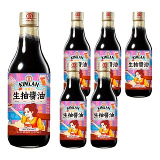 KIMLAN 金蘭 生抽醬油 適用於涼拌菜或炒菜 醬香味美 色澤清澈透明, 590ml, 6瓶