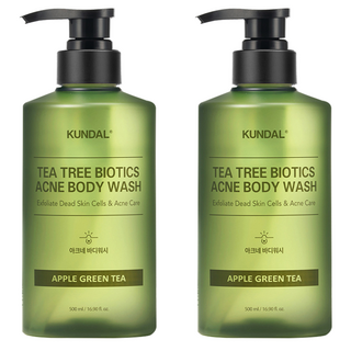 KUNDAL 昆黛爾 茶樹生物抗痘沐浴露 蘋果綠茶香, 500ml, 2個