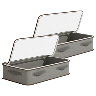 小麥購物 可折疊布藝床底收納箱 L431, 2個, 灰色