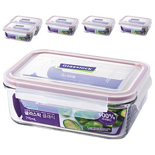 Glasslock 紫色系列 長方形保鮮盒, 6個容器 + 6個蓋子, 6個