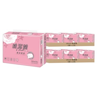 VIRJOY 唯潔雅 抽取式衛生紙 原生紙漿 100張, 12包, 12袋