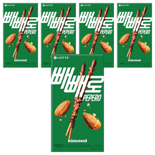 LOTTE 樂天 PEPERO杏仁巧克力棒, 37g, 5盒