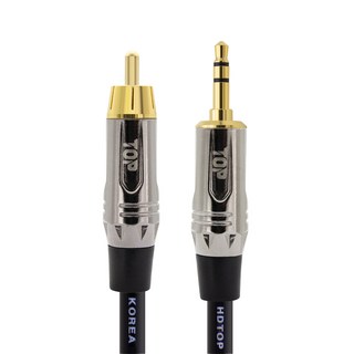 HDtop RCA轉3.5 立體聲7m音源線, 金屬黑, 1個, HT-TP3124