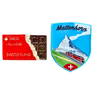 A-ONE 匯旺 瑞士巧克力磁鐵磁力貼 + 瑞士馬特洪峰小火車布標 Set, 2.17 x 2吋 + 2.5 x 3.1吋, 瑞士巧克力 + 瑞士馬特洪峰小火車