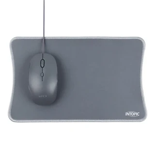 INTOPIC 廣鼎 飛碟光學有線滑鼠鼠墊組 103g輕量化設計 3段切換 最大2000DPI USB介面 隨插即用 支援Win&MAC, MSP-111, 灰色