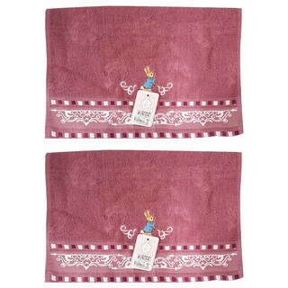 PETER RABBIT 比得兔 蕾絲緹花精繡毛巾 33x76cm 100%棉 台灣製, 顏色隨機, 2條