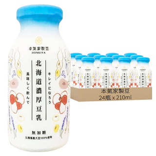本氣家製豆 無糖北海道濃厚豆乳, 210ml, 24瓶