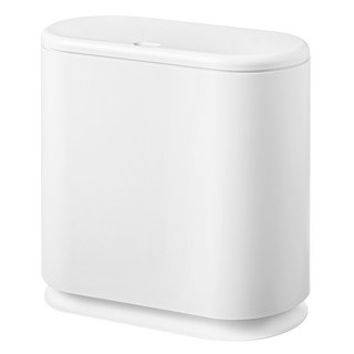 코멧 원터치 이중커버 슬림 라운드 휴지통, 화이트