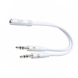 E-books 一母轉二公耳機麥克風音源轉接線 3.5mm, X97, 白色, 1條