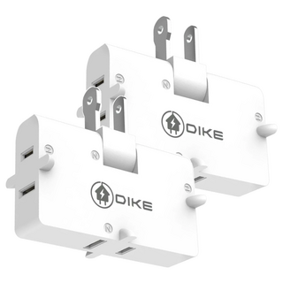 DIKE 轉向式2P三面壁插 DAH753T MIT 安全電源擴充, 白色, 2個, 40.5mm