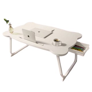 德利生活 摺疊電腦桌豪華 白色, 1入, 展開:60 x 40 x 28cm，收折:60 x 40 x 6cm