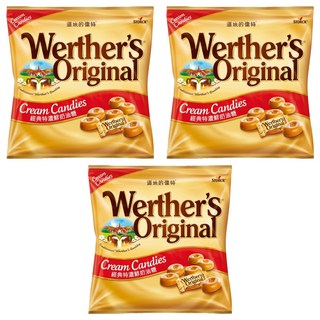 Werther's Original 道地的偉特 奶油糖 德國製造 原裝進口 香醇好嚼不黏牙 奶蛋素可食用, 330g, 3袋