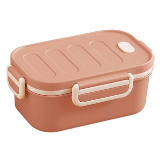 簡約便攜雙層保溫飯盒/可微波加熱便當盒/分隔午餐盒 202 x 133 x 84mm 1L, 1個, 粉紅色