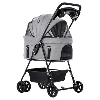 Bello 前輪萬向 車包分離款寵物手推車 加大款 SP02FL, 灰色, 1個