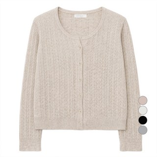 BURU N JUDY 女款開衩麻花圓領開襟衫 BOSBCD516B