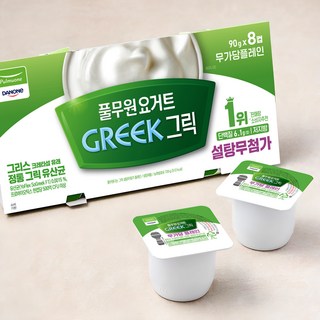 풀무원다논 그릭 설탕무첨가 플레인, 90g, 8개입, 1개
