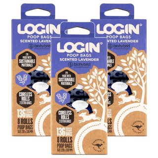 LOGIN 洛格 犬用環保可推肥拾便袋, 紫色, 136張, 3盒