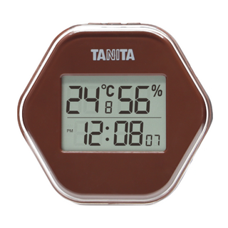 TANITA 塔尼達 溫濕度電子時鐘 TT-573 附日曆/支架/磁鐵功能, 咖啡色, 1個