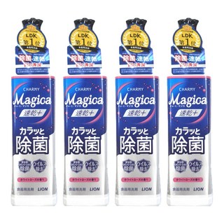 LION 獅王 CHARMY Magica 速乾+洗碗精 除菌 白玫瑰香 220ml, 4瓶