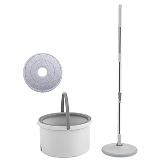 Mega 家居 極淨按壓旋轉懶人拖把組 (1桶1拖2拖把布), 水桶直徑32 x 19cm 拖把盤直徑23cm 伸縮桿102~128cm 拖把布直徑24.5cm, 1組