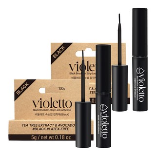 VIOLETTO 茶樹酪梨睫毛膠 5g, 黑色, 2個