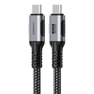 HAGiBiS USB4 Cable 240W USB-C to USB-C 傳輸線 高速傳輸 多設備適用, 2m, 黑色, 1條