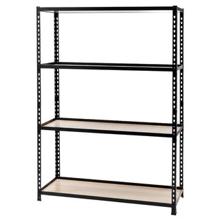 AMOS 四層免螺絲角鋼木板貨架 WTA026BK 121 x 46 x 169cm, 黑色, 4層