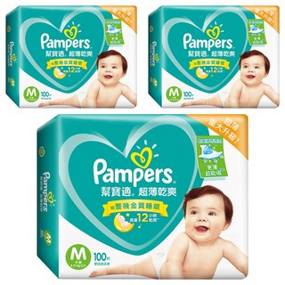 Pampers 幫寶適 台灣公司貨 超薄乾爽 黏貼型尿布 6~11kg, M, 300片