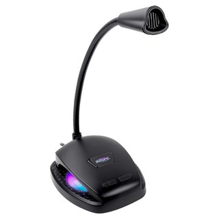INTOPIC 廣鼎 USB桌上型RGB麥克風 JAZZ-UB031 心型指向收音 一鍵切換八種燈效, 黑色