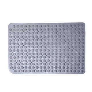浴室按摩防滑墊 冰川灰 防滑設計 舒適按摩 柔軟矽膠 耐用易彎 快速排水 吸盤固定, 68.5 x 35.7cm, 1組
