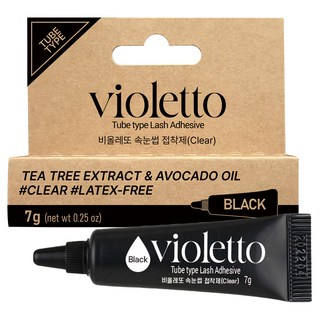 VIOLETTO 茶樹酪梨睫毛膠 軟管 7g, 黑色, 1個