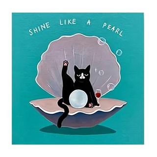 西格傢飾 療癒多巴胺趣味 貓咪無框畫, 40 x 40cm, 閃耀珍珠