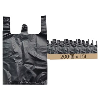 手提式超市塑膠袋 黑色 4號, 200個, 15L