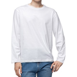 CARET 長袖高級圓領T恤, 白色