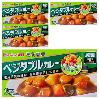 House 好侍 純素咖哩 溫潤清爽多層次 濃醇咖哩香, 200g, 4盒