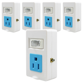 BC博銓 1開關2插座轉接器 15A 125V 過載自動斷電, 8.4cm, 白色 + 藍色, 5個