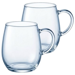 HARIO 好璃奧 圓型玻璃馬克對杯 RDM-1824 360ml, 透明, 2個