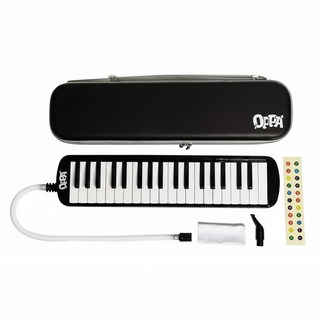 OPPA 奧福樂器 口風琴37鍵 附防撞外殼 + 長短吹管 + 鍵盤貼紙 + 擦拭布 FUN-37 國小適用, 1組, 黑色
