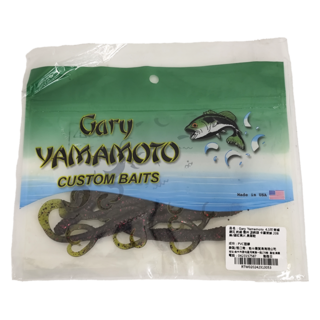 Gary YAMAMOTO 4.5吋 緩沉 釣組 蜥蜴路亞, 綠色 + 細紅亮片 + 黑顆粒, 1組