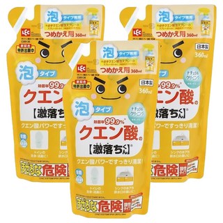 LEC 檸檬酸電解水泡沫噴霧清潔劑 補充包 360ml 除菌99.9% 日本製, 3包