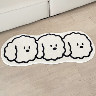 浴室復古地墊, 三隻狗狗 白色, 1個