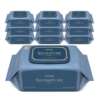 베베숲 시그니처 블루 유아물티슈 캡형, 75g, 70매, 10개