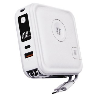 LaPO 全功能無線充電行動電源 11200mAh 43.12Wh, WT-08PCL, 柔霧白
