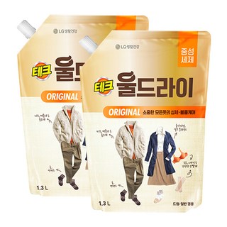 테크 울드라이 오리지널 중성세제 리필, 1.3L, 2개